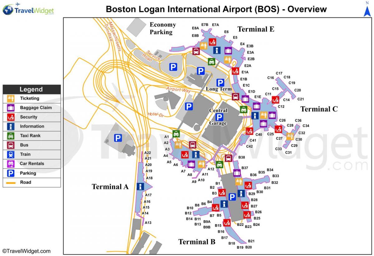 peta Boston bandara
