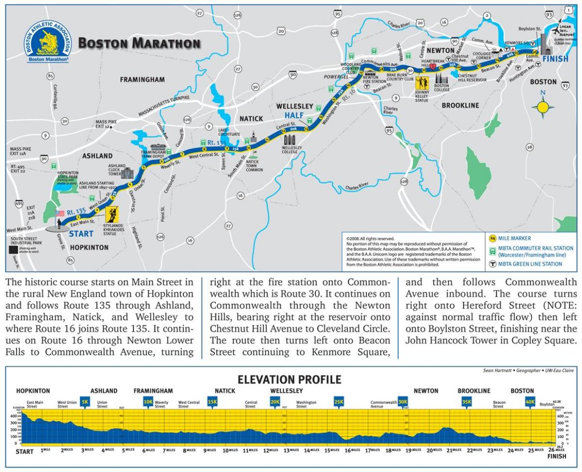 Boston maraton peta ketinggian
