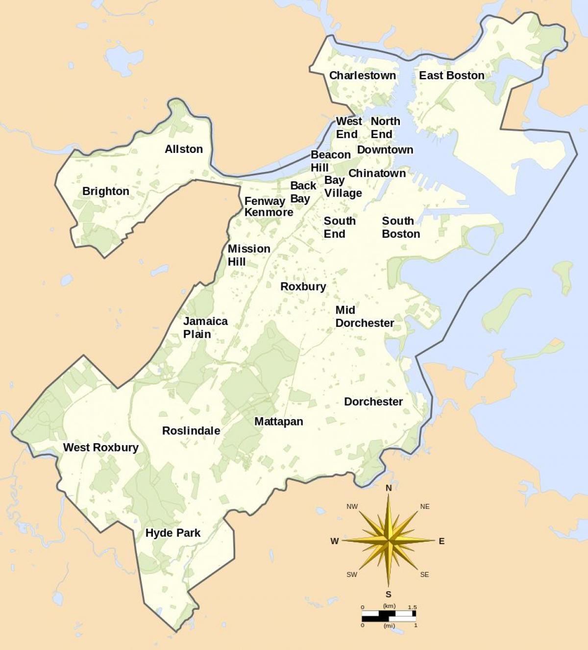 peta Boston dan kawasan sekitarnya