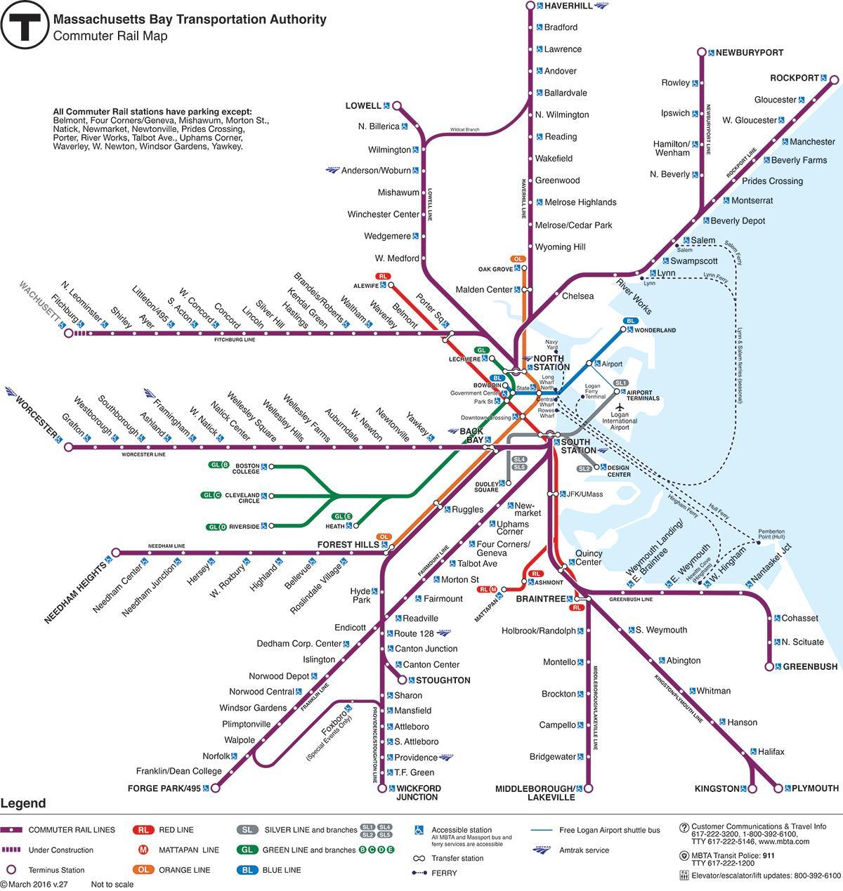 Boston stesen kereta api peta