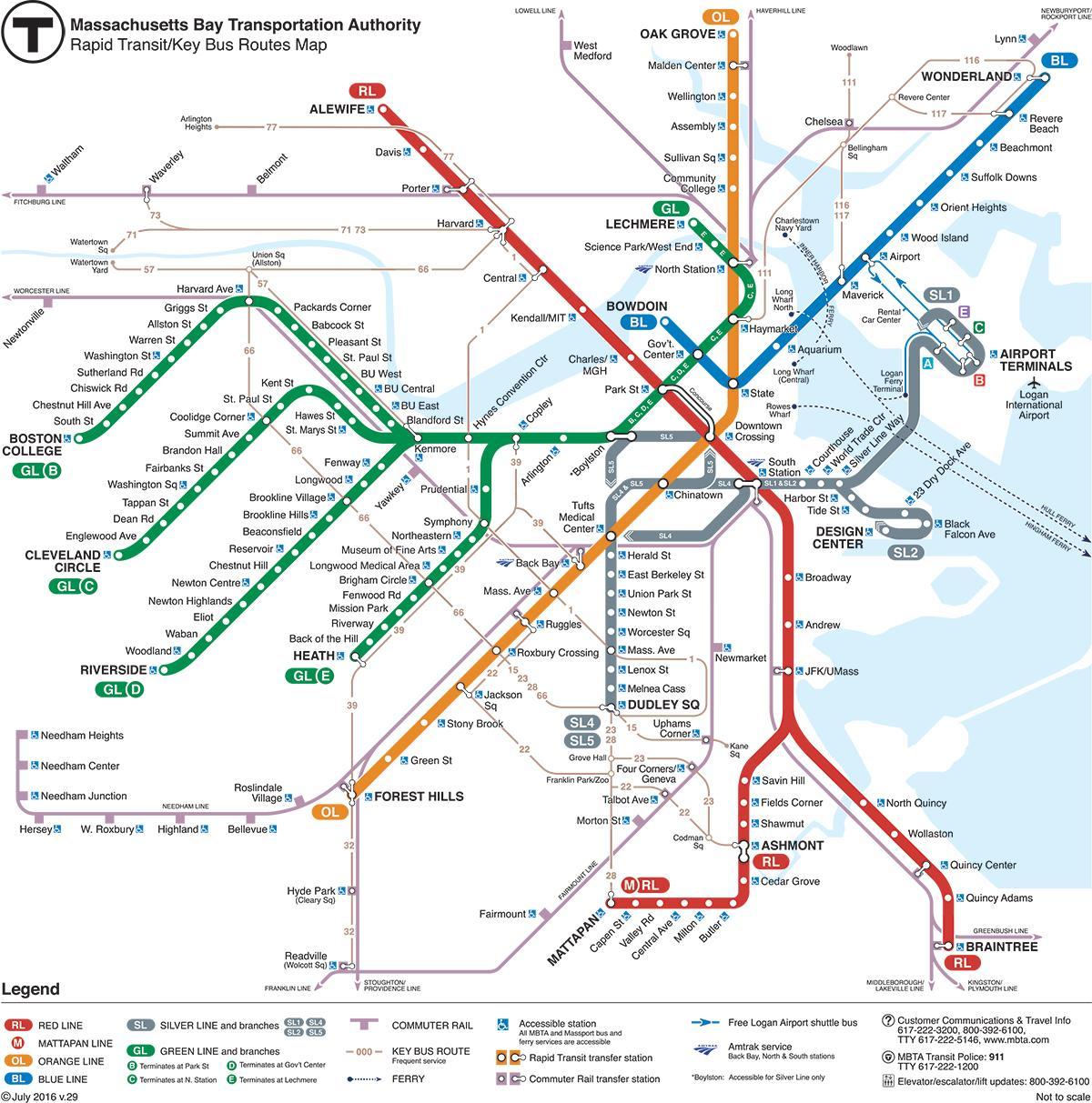 garis hijau peta Boston