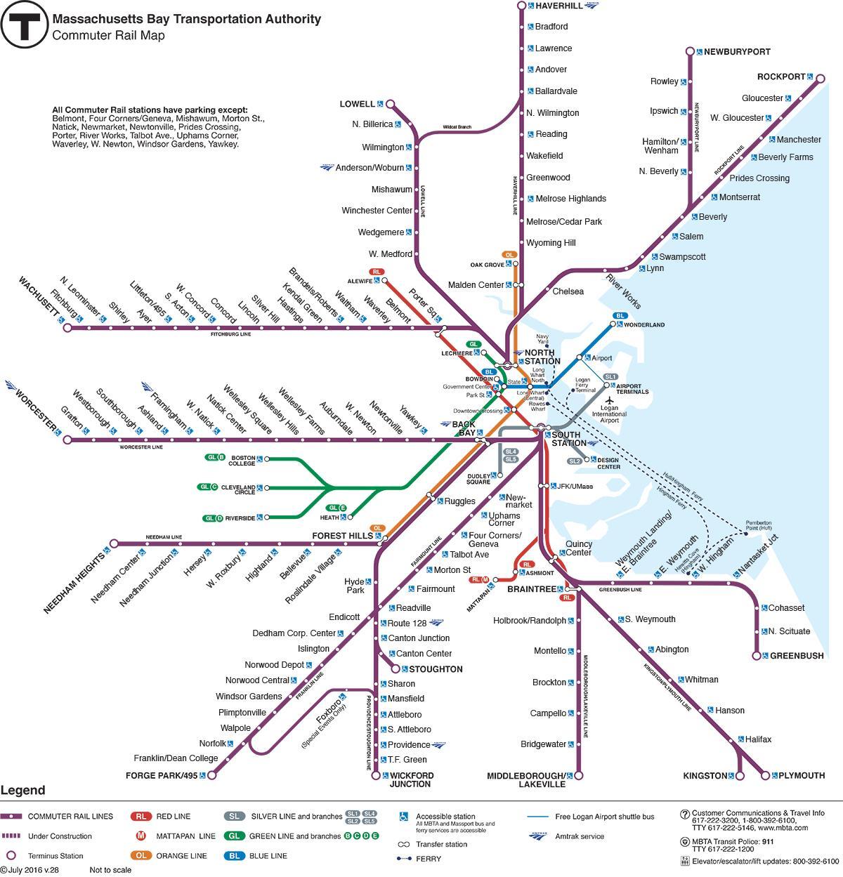kereta api komuter peta Boston