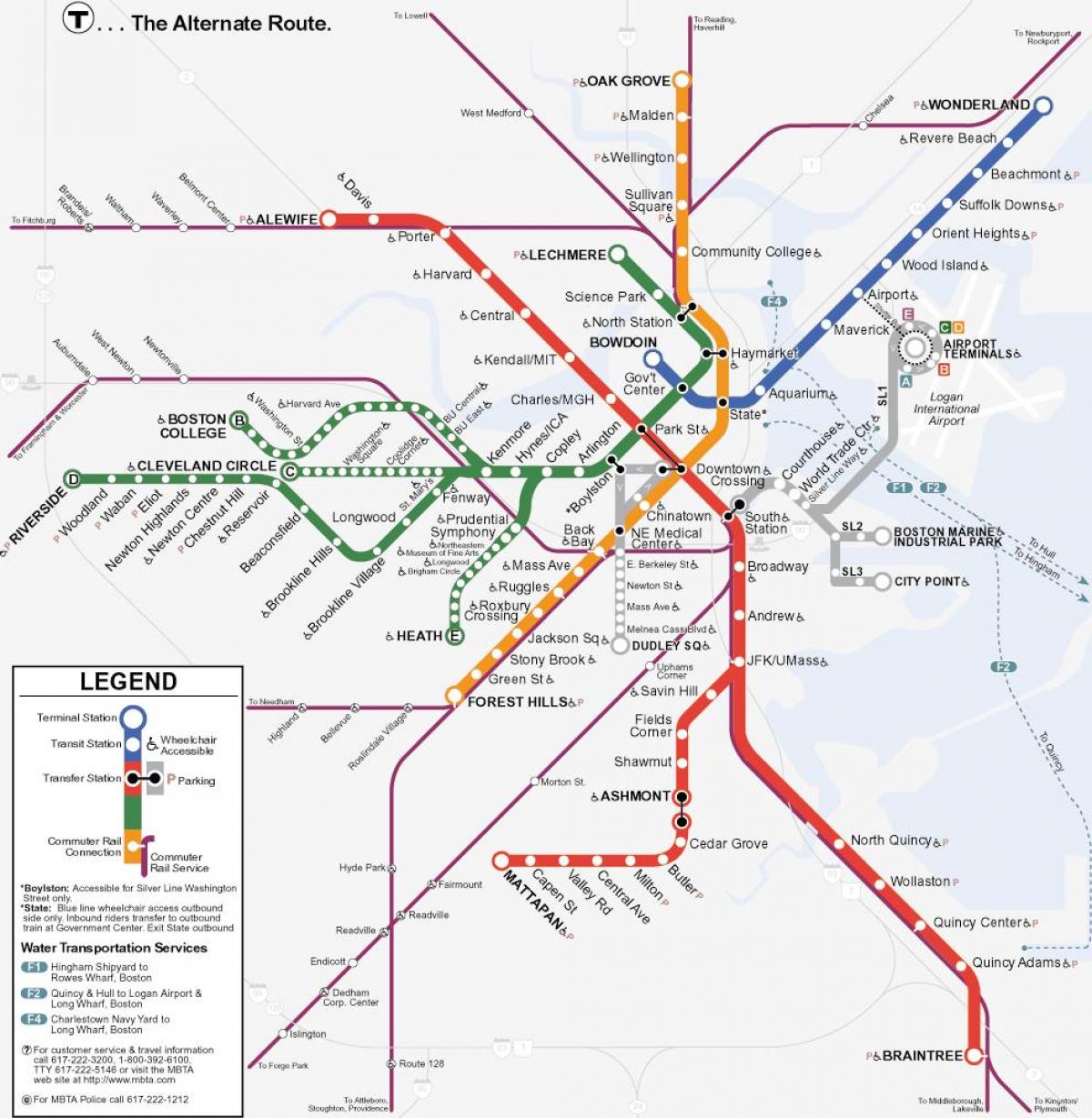 orange garis peta Boston