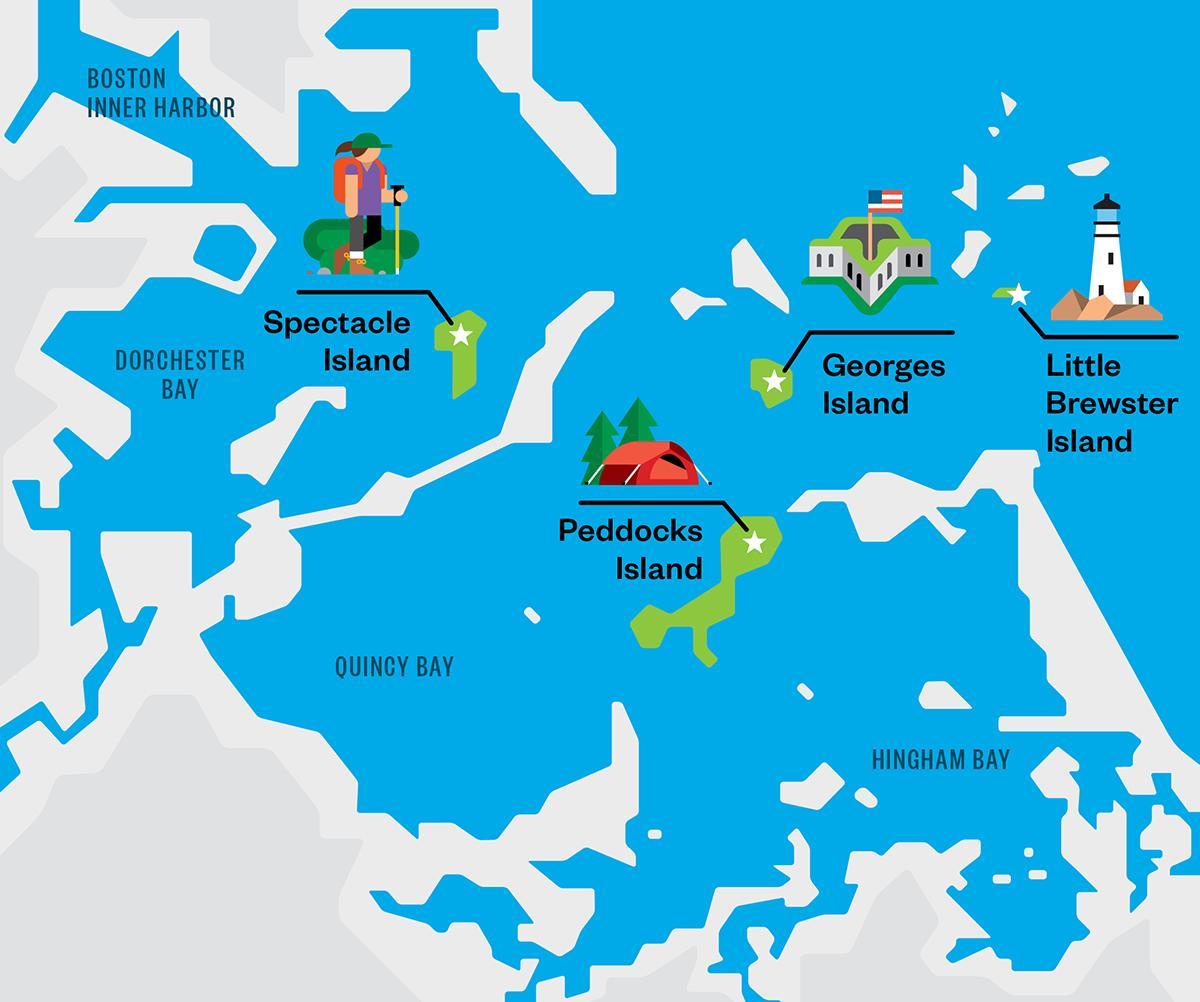 peta Boston harbor pulau-pulau