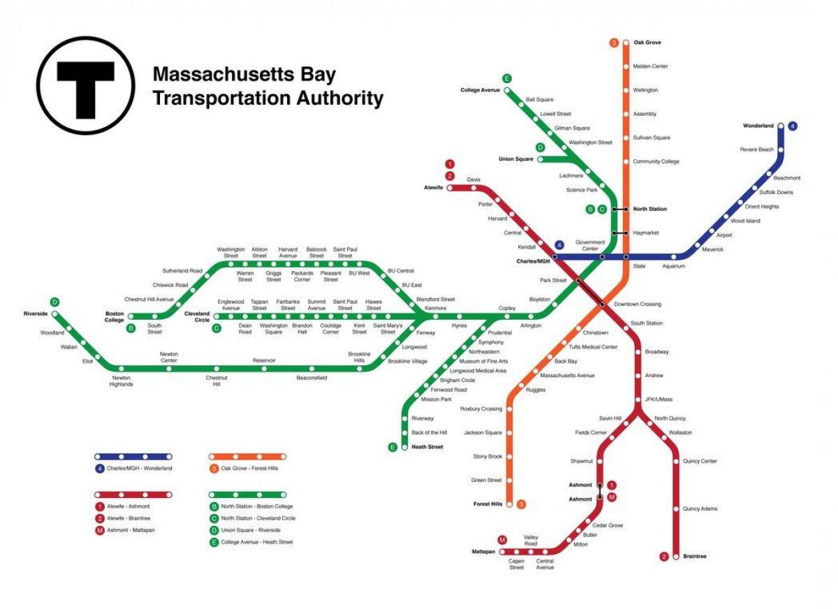 kereta bawah tanah di Boston peta
